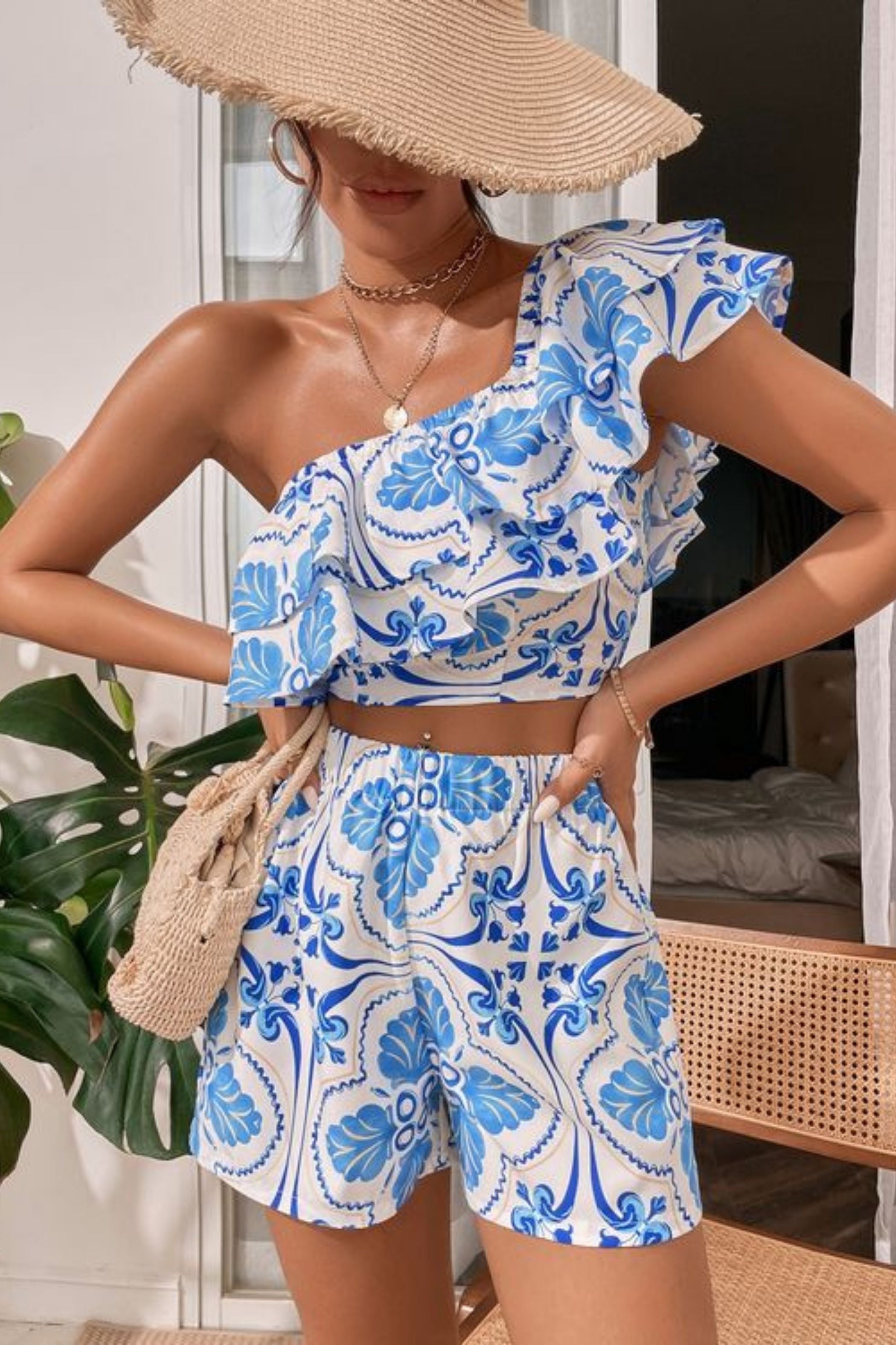 BLUE JAY RUFFLE TOP AND SHORTS